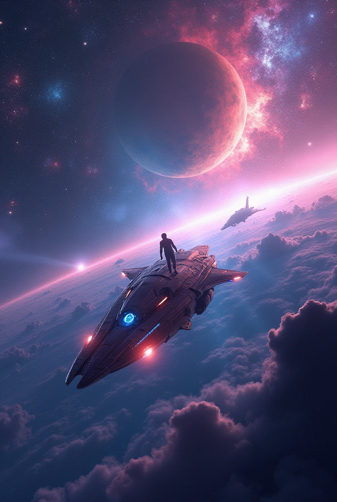 Realistic, spatial, futuristic, colorful outer space