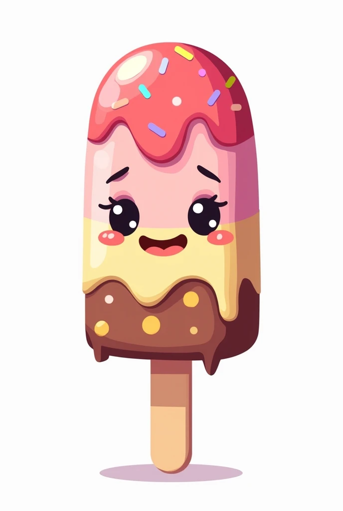 Create a cartoon style popsicle image on a white background