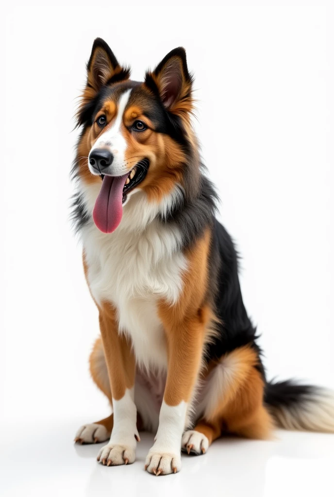 Feral, furry, panting, australian shepherd dog,  detailed legs, , 1 tongue, 1 big dick , 1 anus, 2 testicles, detached 1 tail, , after orgasm, vivid colors, realistic , white background, cum in ass, cum on floor, cum on  dick , realistic dick