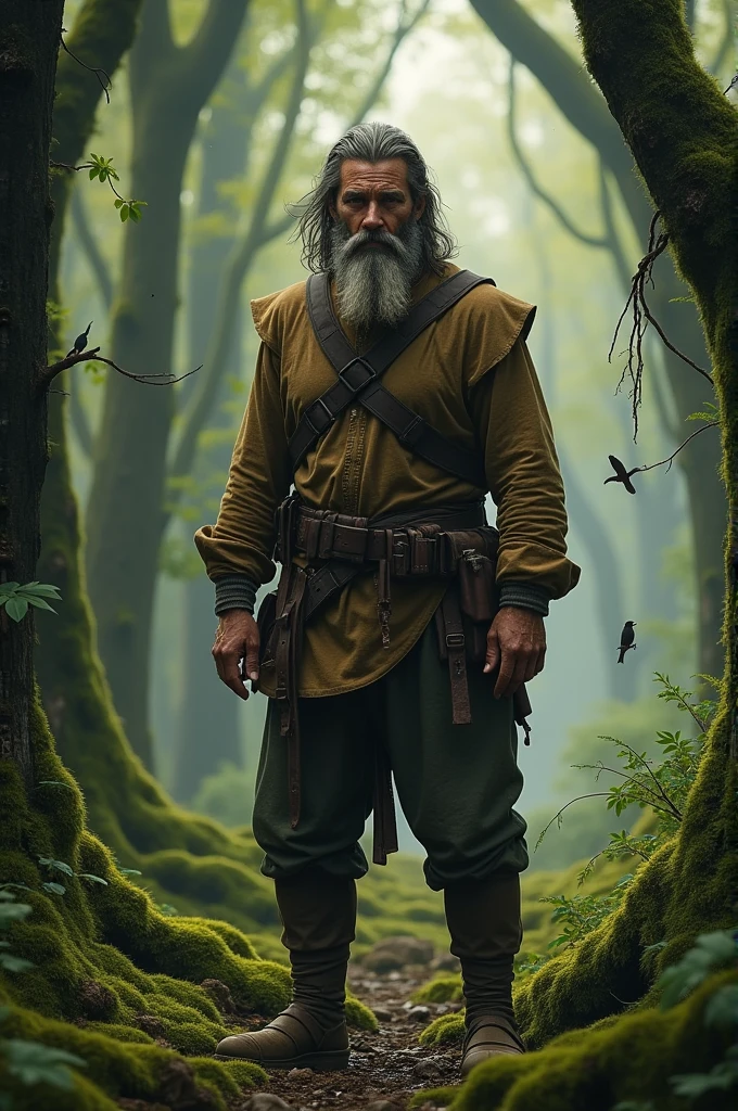 Man with beard in the forest 
