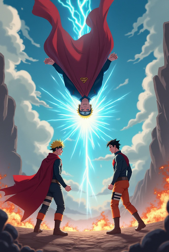 Create one of Naruto fighting Superman