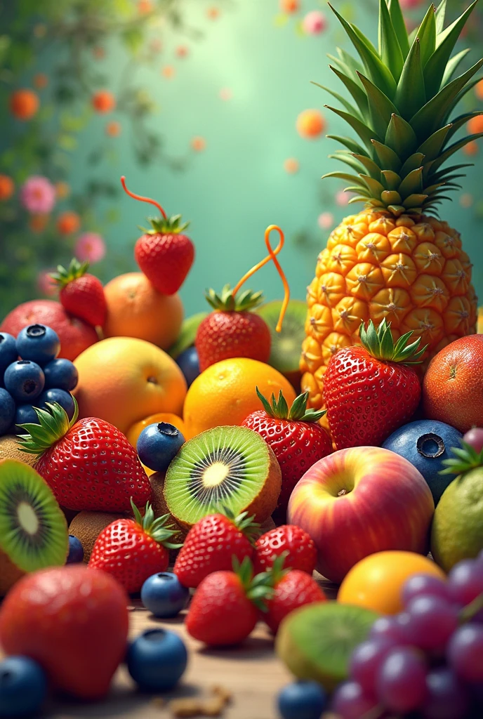 Fruit party strawberry blueberry peach kiwi grapes pineapple peach  