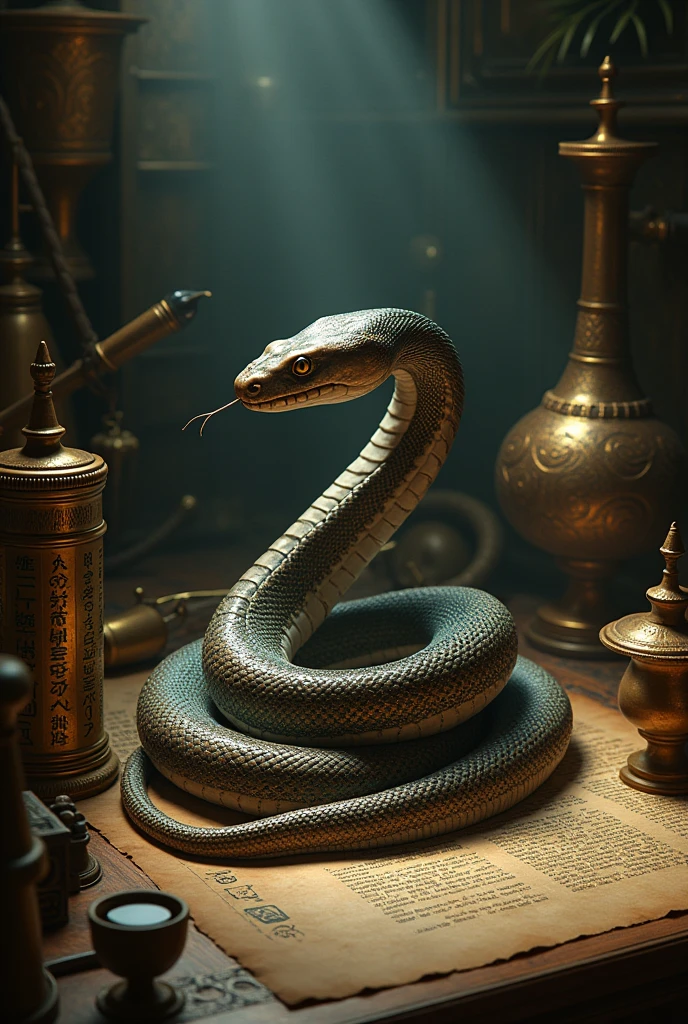 make a imagen representing a snake in the mixology egipcio