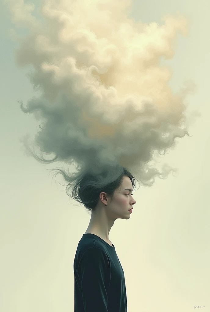 Person with a cloud of thought