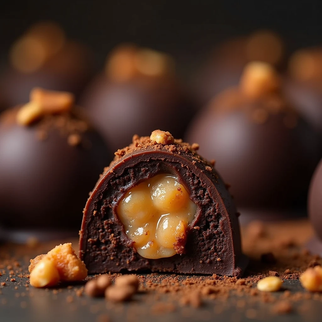 Chai-Infused Chocolate Truffles with Crustaceans: Dark chocolate truffles infused with chai spices, and an unexpected filling of small pieces of caramelized crustaceans.

