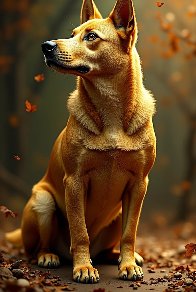WRITTEN TEXT DOG WITH GOLD LETTERS