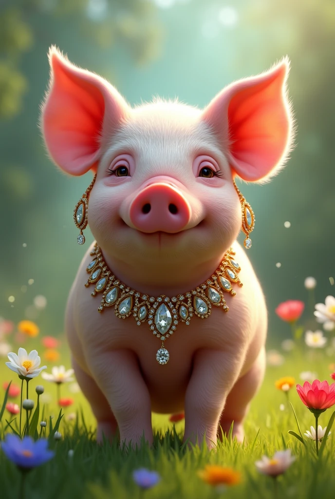 pig giving jewelry
