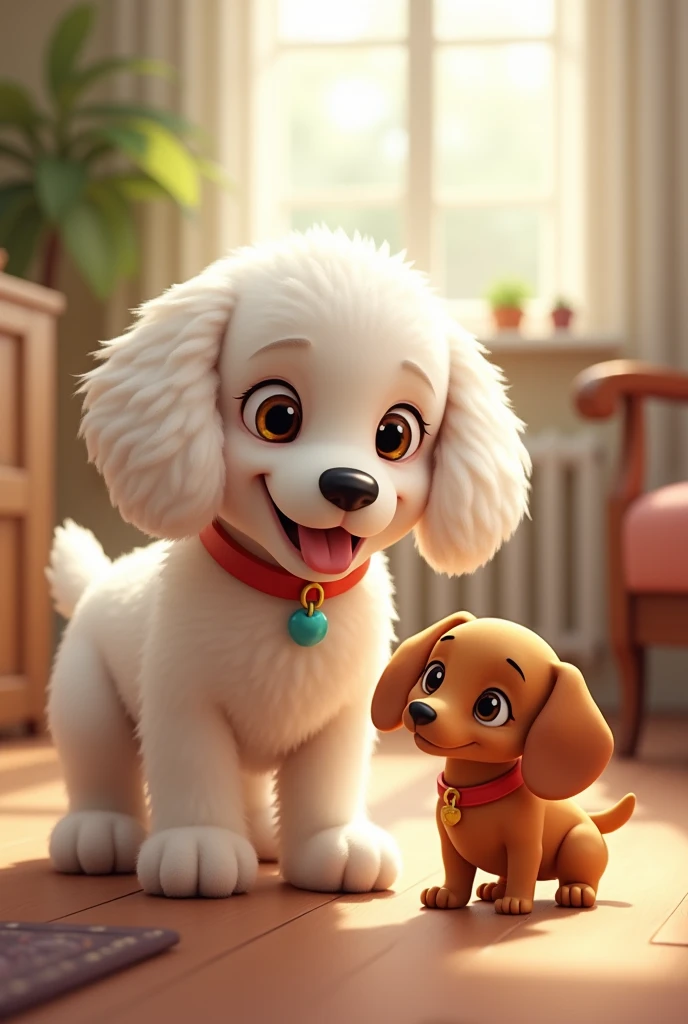 white cocker spaniel and small dachshund