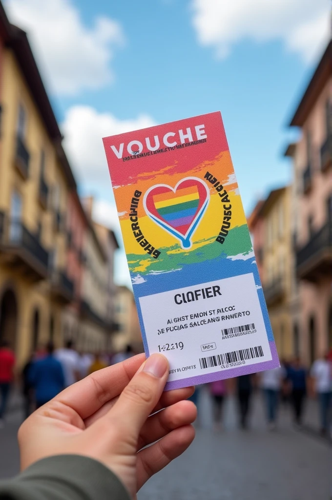 Voucher for participating in the diversity march in Melo Cerro Largo with the LGBT logo in Spanish