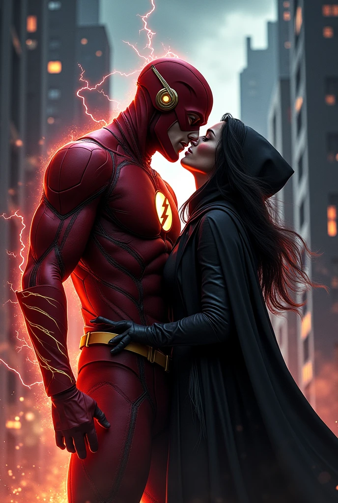 Create an image of the flash kissing Raven 