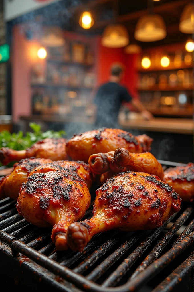An advertisement for a business or restaurant selling chicken and grilled meat called Parrilla Condorio