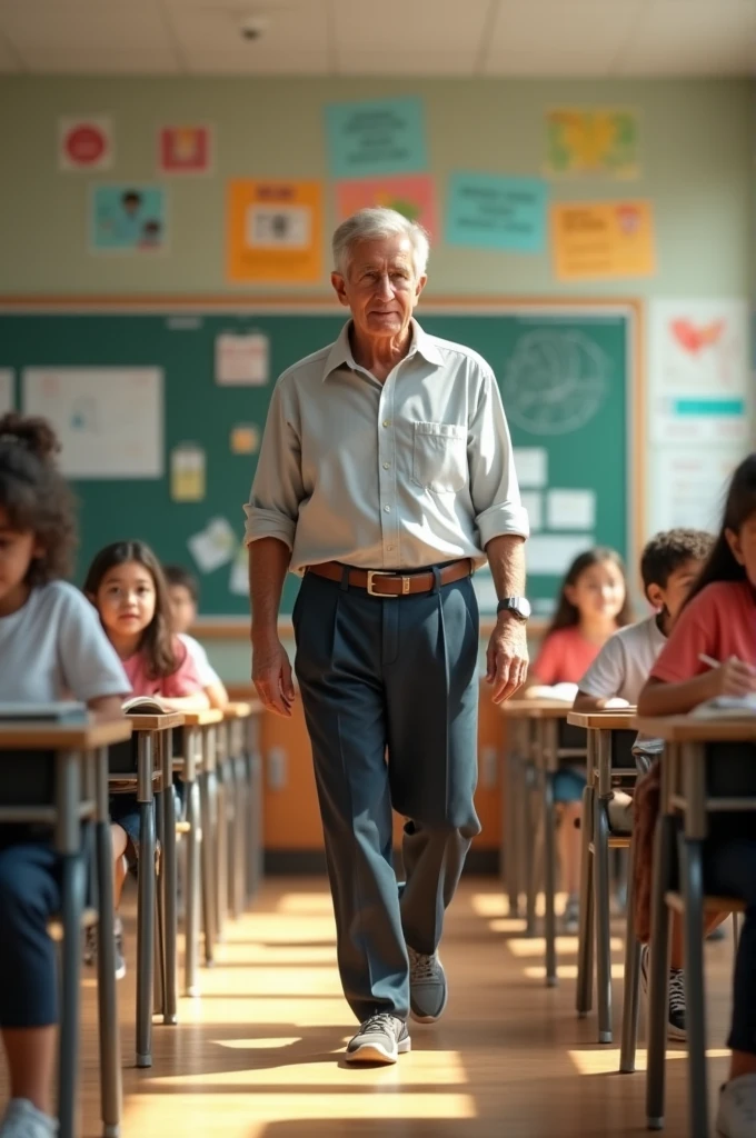 A teacher walking