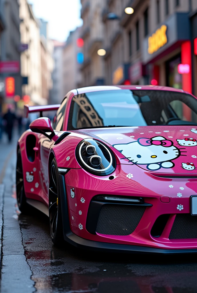 Porsche 911 GT3 RS with Hello Kitty paint 