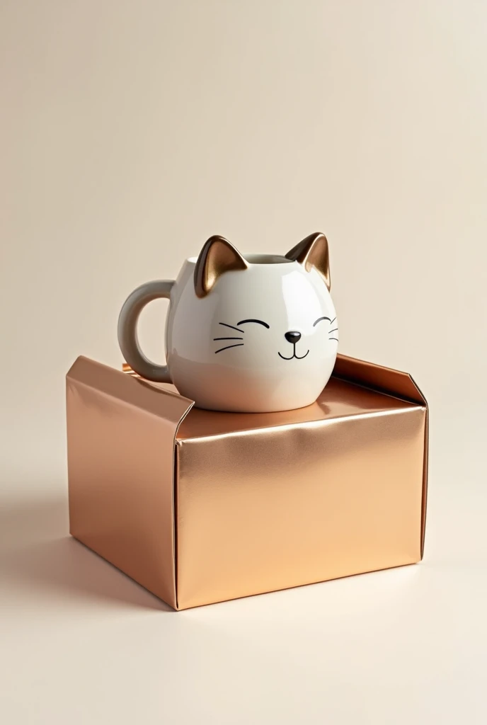I want a shiny cardboard box for packaging a cat-shaped mug