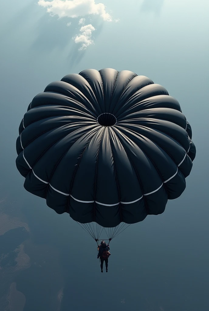 I want a black parachute canopy top view