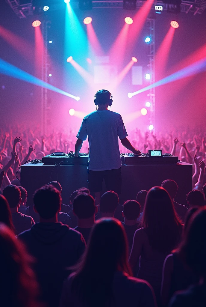 a DJ playing in a place with a lot of people