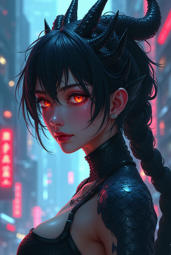 a drawing of a woman with a dragon head and a dragon tail, handsome guy in demon slayer art, detailed anime character art, epic anime style, detailed digital anime art, digital cyberpunk anime art, digital anime illustration, anime tribal boy with long hair, handsome japanese demon boy, epic portrait illustration, overwatch fanart, anime cyberpunk art, cyborg dragon portrait, detailed fanart