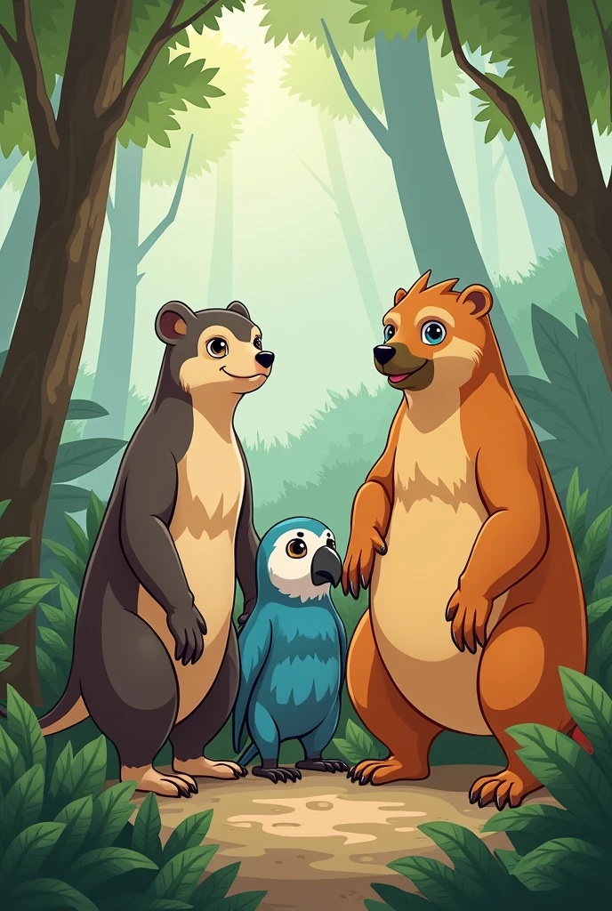no, it&#39;s to catch the same animals as before: ounce, tamandua, parrot and sloth. With the same face, the same design, Except that, Dessa vez, full body in a simple forest. 