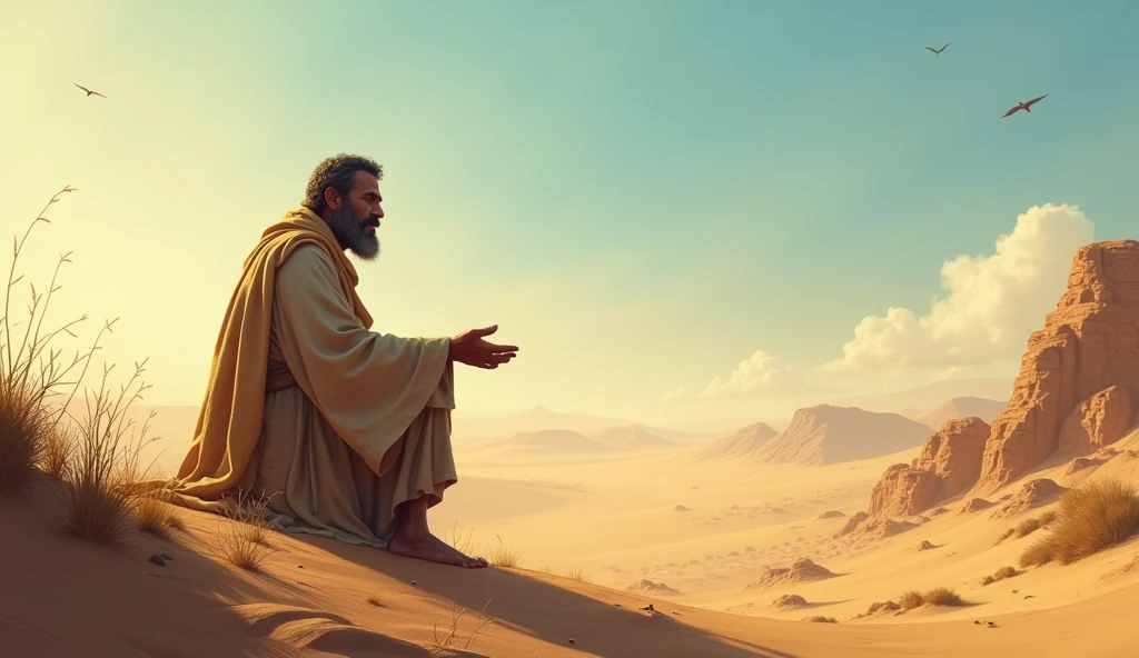 JOB FROM THE BIBLE PRAYING IN THE DESERT