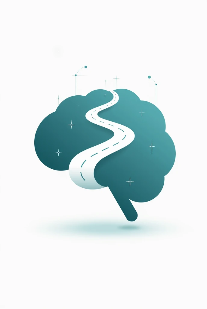 A logo where a road connects to a brain