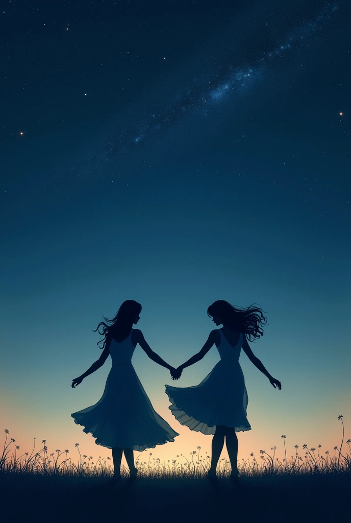 Section 2: "Stars and Shadows" (1:01 - 2:00)
Scene: Second Verse and First Chorus

Visuals: Transition to a close-up of the night sky, where stars begin to twinkle one by one. The camera slowly pans down to reveal an open field. Two woman shadows are seen dancing gracefully, with no visible source for the shadows. Their movements are synchronized with the music, and they glide effortlessly across the ground. As the chorus begins, the shadows fade slightly, blending into the darkness, while the stars in the sky grow brighter.
Effects: Introduce slow-motion effects to capture the elegance of the dance. The shadows should appear soft and almost translucent, with the stars in the background twinkling more intensely as the music swells.
Prompt: "A night sky filled with twinkling stars, transitioning to an open field where two shadows dance gracefully, fading into the darkness as the stars grow brighter, all in a soft, dreamlike atmosphere."

