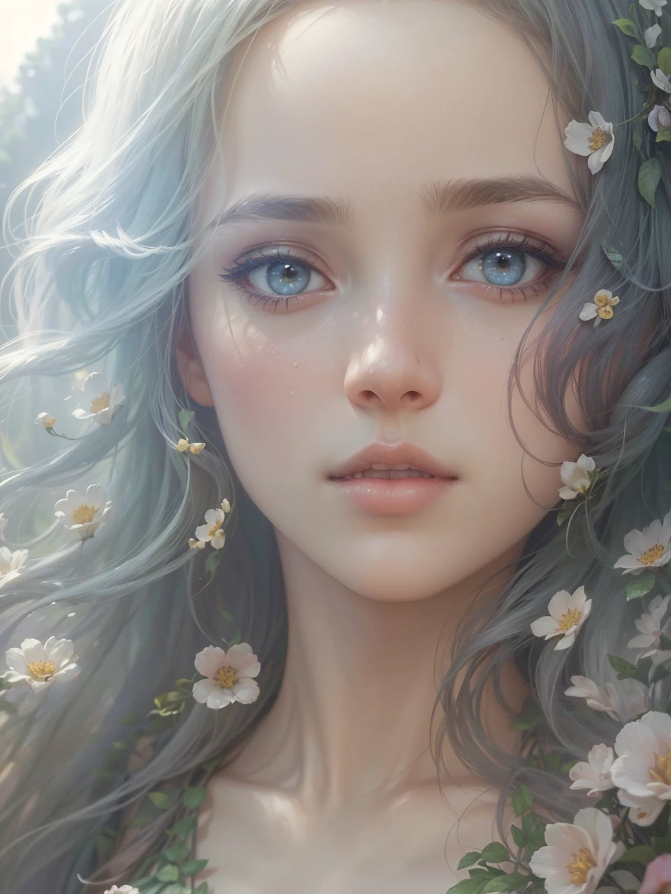 a beautiful detailed girl in a dreamlike garden, 1girl, detailed eyes, detailed lips, extremely detailed face, long eyelashes, elegant dress, intricate floral pattern, lush greenery, sunlight filtering through leaves, ethereal atmosphere, pastel colors, cinematic lighting, digital art, concept art, masterpiece, (best quality,4k,8k,highres,masterpiece:1.2),ultra-detailed,(realistic,photorealistic,photo-realistic:1.37)