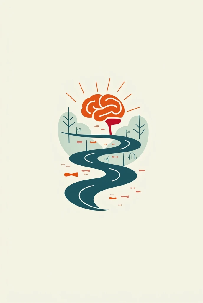A logo where a road connects to a brain that transmits awareness and sensitivity 


