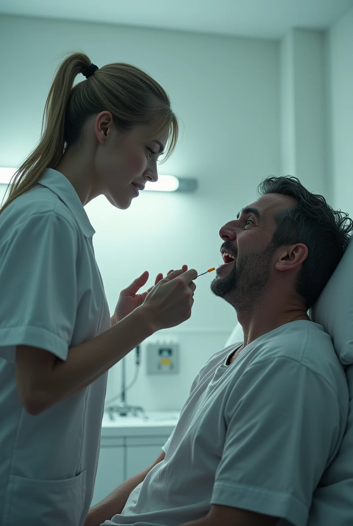 Nurse giving a psychotic guy drugs