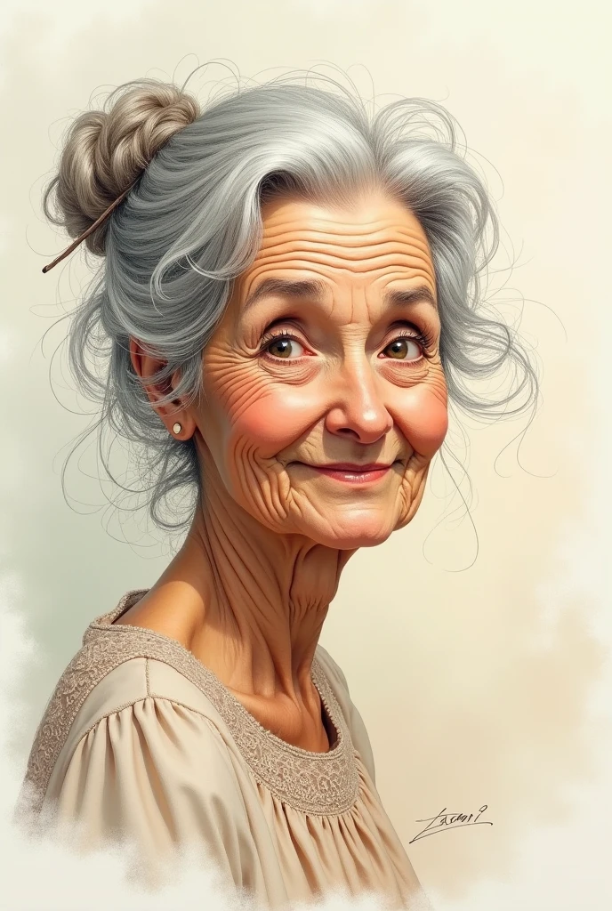 Drawing of an elderly lady