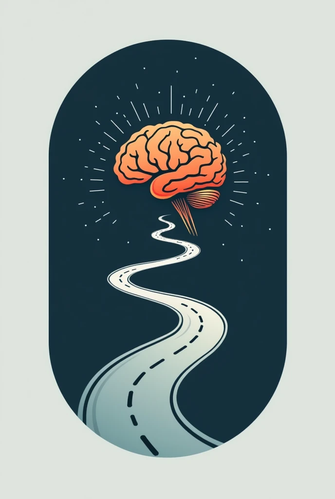 A logo where a road connects to a brain that transmits awareness and sensitivity 


