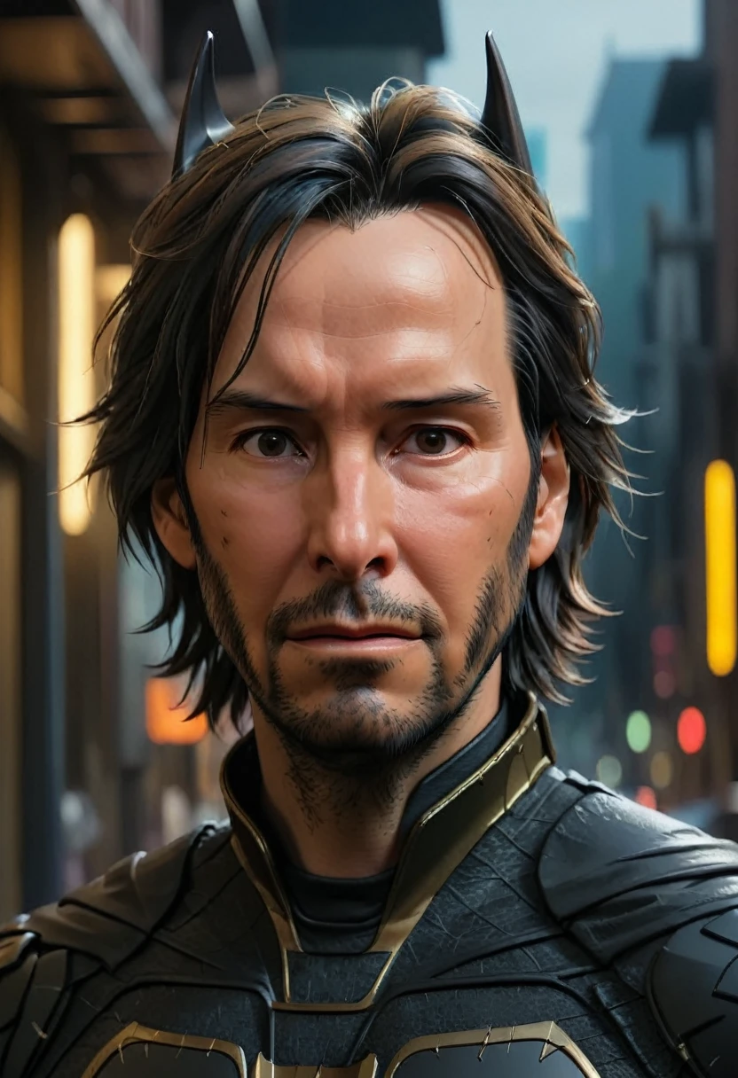 keanu reeves batman outfit, by justin gerard and greg rutkowski, digital art, realistic painting, dnd, character design, trending on artstation