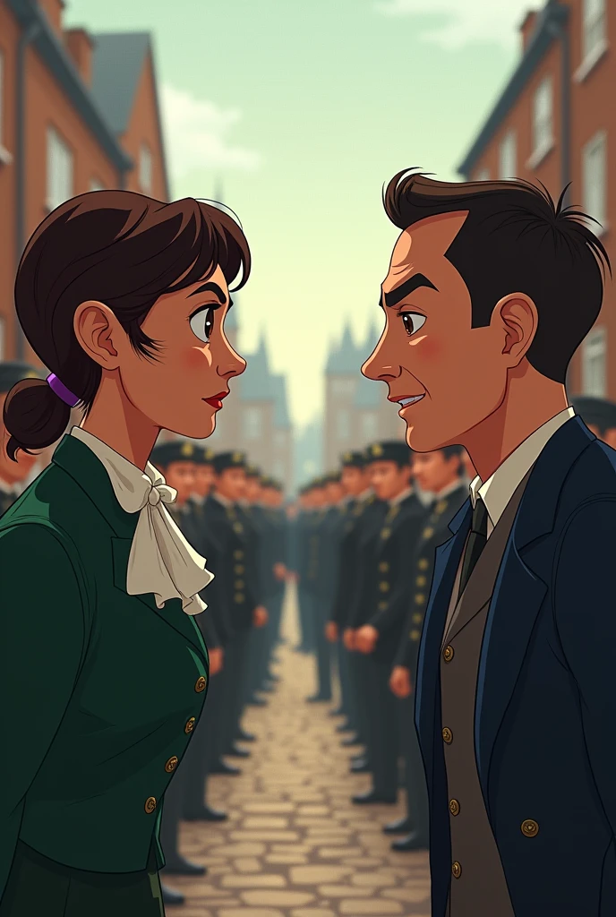 A face to face or versus between Irish Protestants and British Catholics that is an animated image