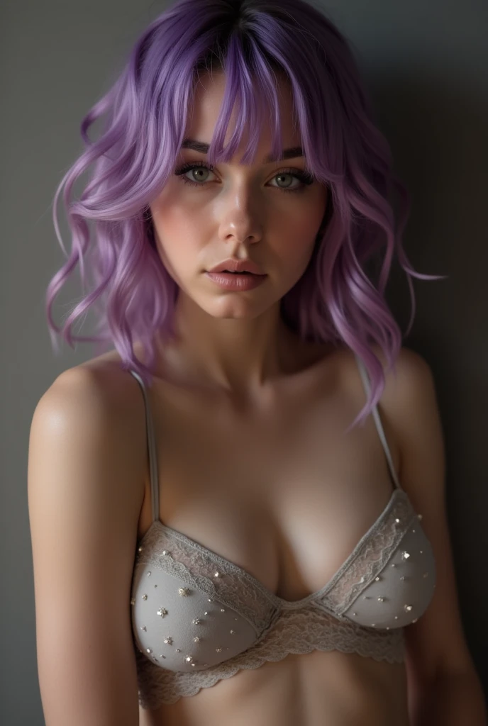 A girl with purple hair with nothing on being fucked in the ass by her step brother