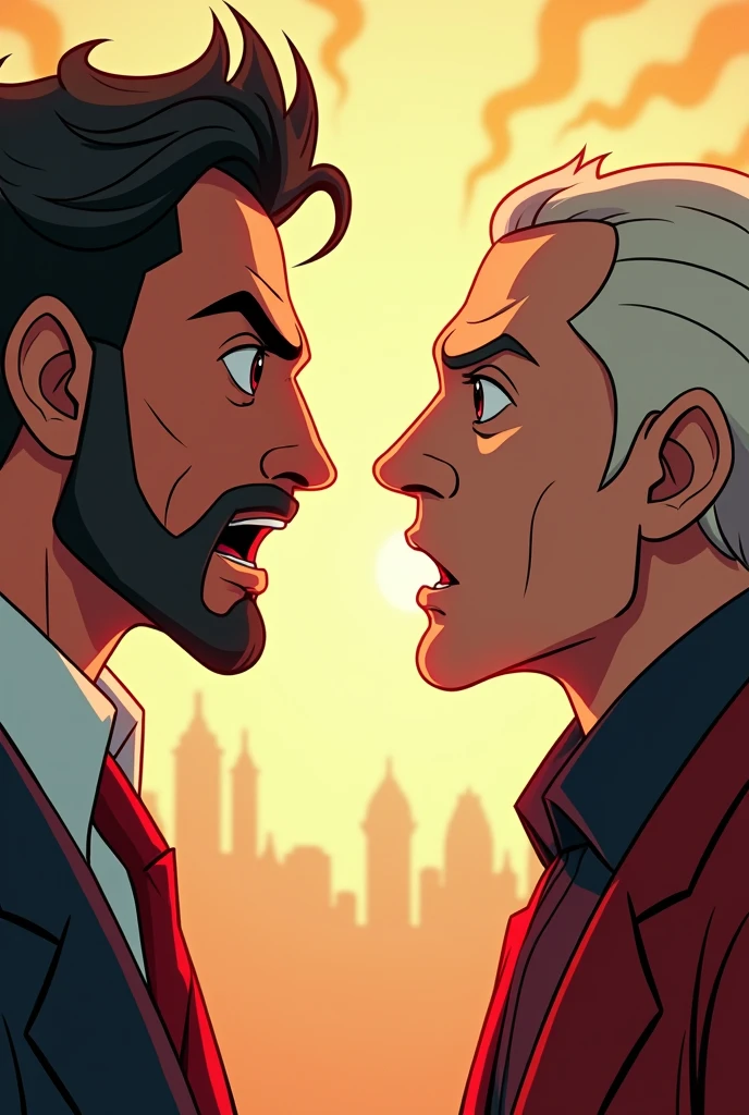 A face to face or versus between non-religious Protestants and Catholics that is an animated image