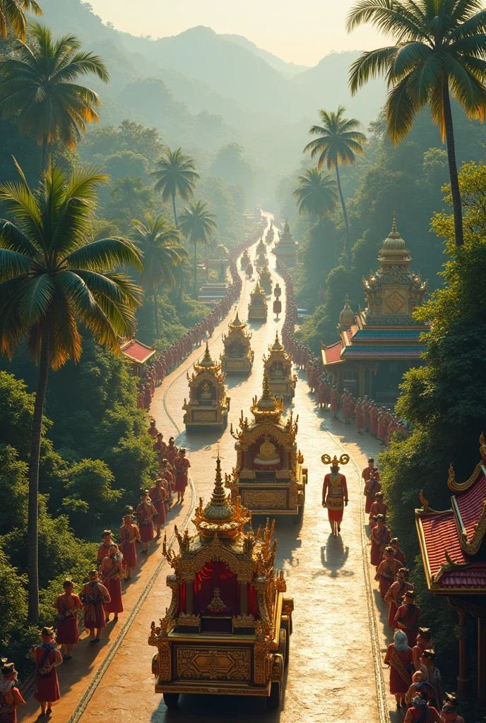 The King and Queen traveled along the royal route in Thailand.