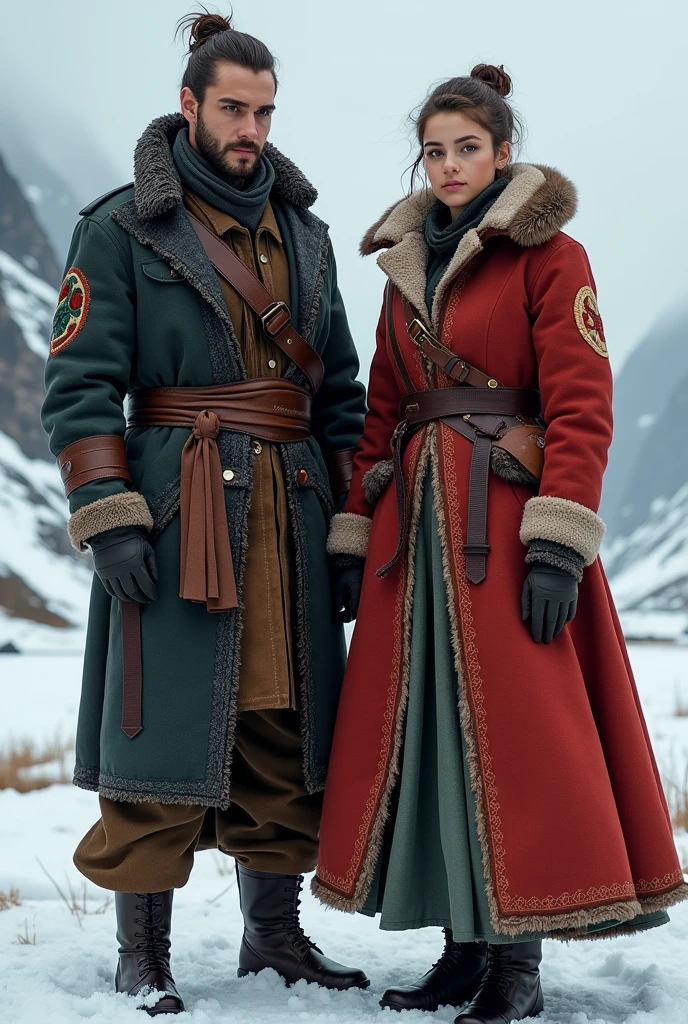 Generates the costumes for my country called Libertalia, which mainly presents freedom, That they are NOT pirates, type the country is a very cold country, the masculine and feminine, ummm, a little less fantasy, that they are more retouchable and distinct for each gender