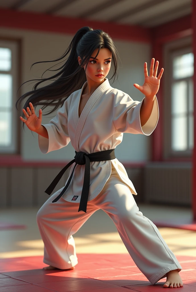 taekwon-do itf spanish girl open hand blocking
