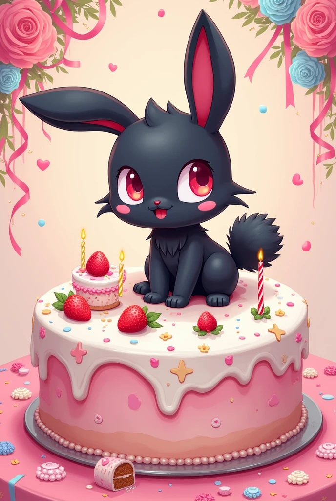 A birthday invitation to Sofia's cake party, add kuromi images