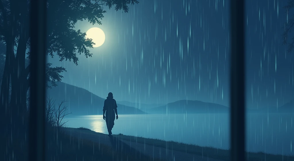 Section 3: "Twilight’s End" (2:01 - 3:00)
Scene: Third Verse, Bridge, and Final Chorus
Visuals: The scene shifts to the horizon where the first light of dawn begins to break. The sky transitions from dark blues to the warm hues of sunrise. The solitary figure from the first section is seen walking away from the lake, leaving the night behind. The camera focuses on raindrops sliding down a window as the bridge plays, symbolizing the lingering pain of memories. Finally, as the last chorus plays, the scene returns to the lake, now bathed in the soft glow of the rising sun, with only a faint echo of the night’s shadows remaining.
Effects: Gradually increase the brightness and warmth of the colors to match the rising sun. Use a shallow depth of field for the raindrops on the window, with the background softly blurred. Add a gentle vignette as the scene fades out, symbolizing the closing of the song.
Prompt: "A horizon transitioning from night to dawn, with a solitary figure walking away from a lake, raindrops sliding down a window, and a soft sunrise glow illuminating the scene as night fades away."