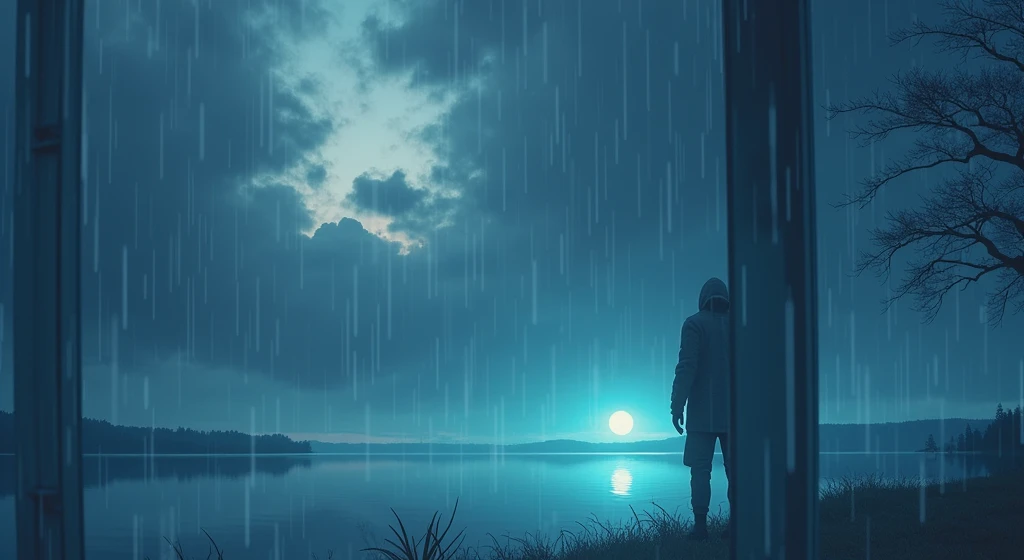 Section 3: "Twilight’s End" (2:01 - 3:00)
Scene: Third Verse, Bridge, and Final Chorus

Visuals: The scene shifts to the horizon where the first light of dawn begins to break. The sky transitions from dark blues to the warm hues of sunrise. The solitary figure from the first section is seen walking away from the lake, leaving the night behind. The camera focuses on raindrops sliding down a window as the bridge plays, symbolizing the lingering pain of memories. Finally, as the last chorus plays, the scene returns to the lake, now bathed in the soft glow of the rising sun, with only a faint echo of the night’s shadows remaining.
Effects: Gradually increase the brightness and warmth of the colors to match the rising sun. Use a shallow depth of field for the raindrops on the window, with the background softly blurred. Add a gentle vignette as the scene fades out, symbolizing the closing of the song.
Prompt: "A horizon transitioning from night to dawn, with a solitary figure walking away from a lake, raindrops sliding down a window, and a soft sunrise glow illuminating the scene as night fades away."