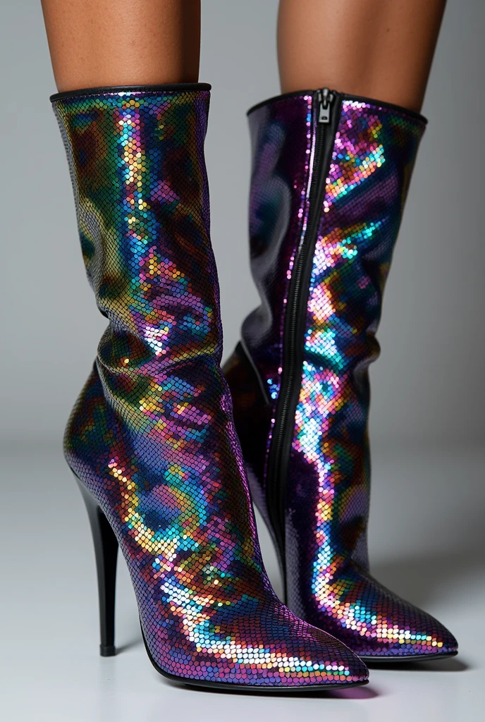 boots with zipper and colored sequins