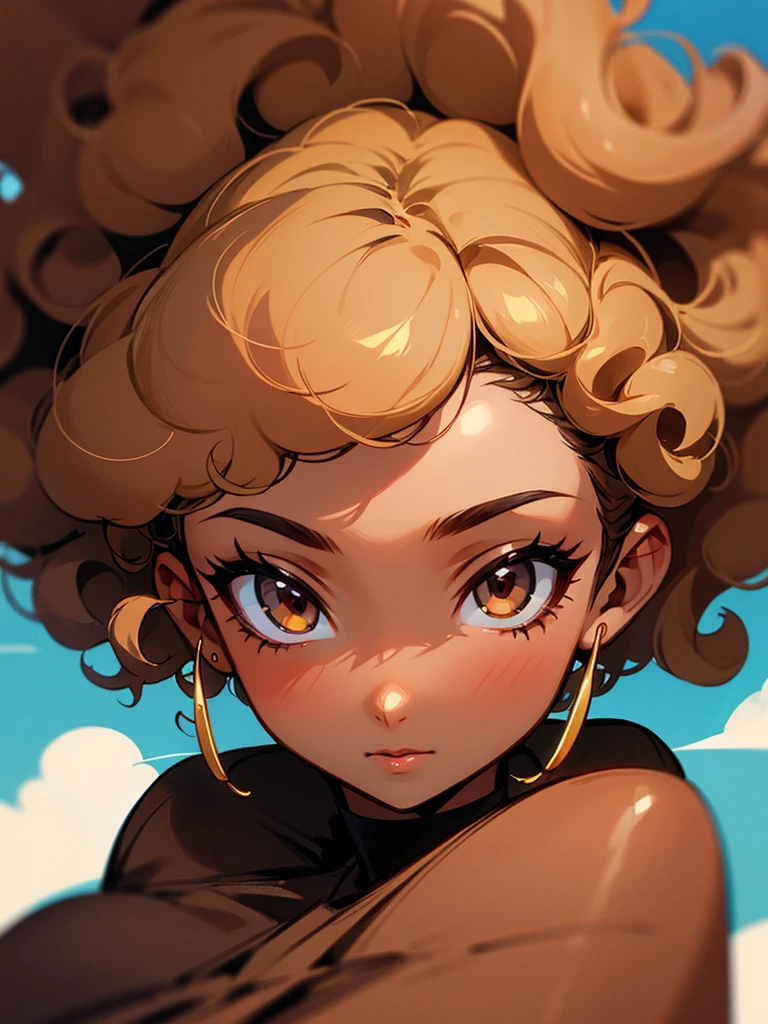 Create a Curly Haired Woman Brown Skin and Brown Eyes