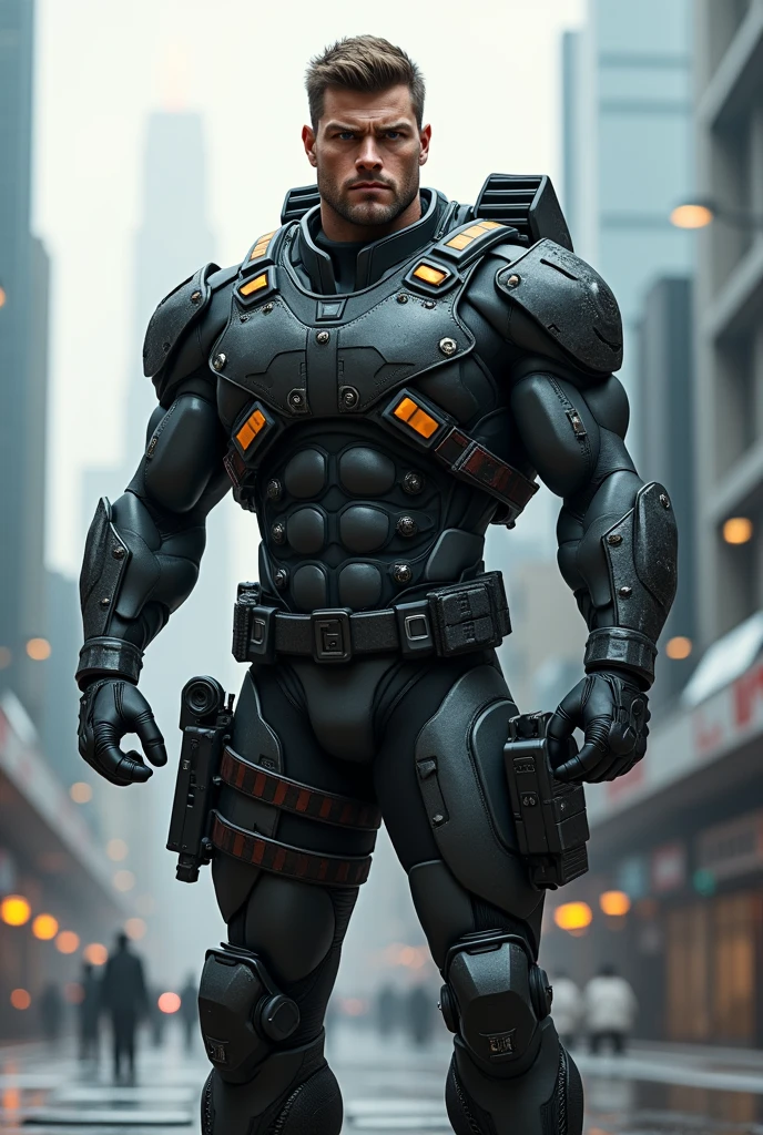 strong military man superhero outfit