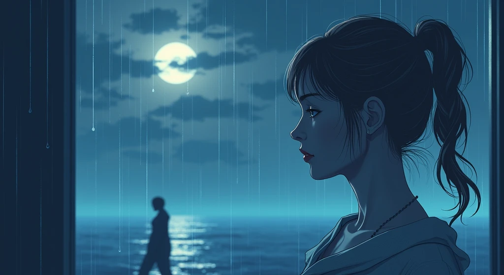 Section 3: "Twilight’s End" (2:01 - 3:00)
Scene: Third Verse, Bridge, and Final Chorus
Visuals: The scene shifts to the horizon where the first light of dawn begins to break. The sky transitions from dark blues to the warm hues of sunrise. The solitary woman figure from the first section is seen walking away from the lake, leaving the night behind. The camera focuses on raindrops sliding down a window as the bridge plays, symbolizing the lingering pain of memories. Finally, as the last chorus plays, the scene returns to the lake, now bathed in the soft glow of the rising sun, with only a faint echo of the night’s shadows remaining.
Effects: Gradually increase the brightness and warmth of the colors to match the rising sun. Use a shallow depth of field for the raindrops on the window, with the background softly blurred. Add a gentle vignette as the scene fades out, symbolizing the closing of the song.
Prompt: "A horizon transitioning from night to dawn, with a solitary figure walking away from a lake, raindrops sliding down a window, and a soft sunrise glow illuminating the scene as night fades away."