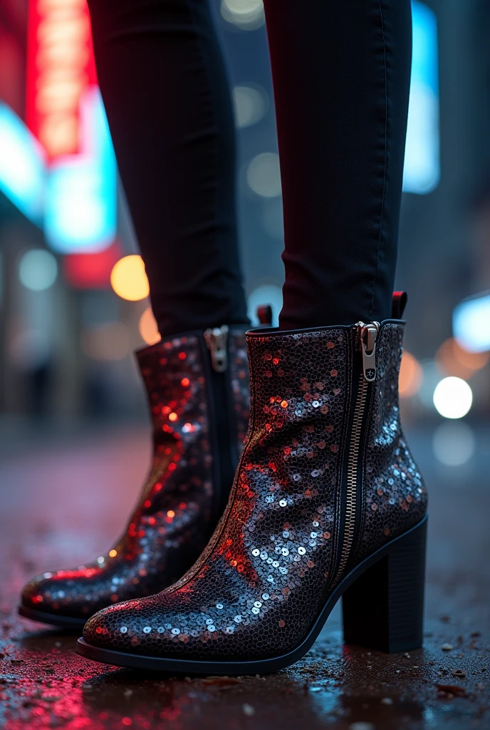 boots with zipper and sequins