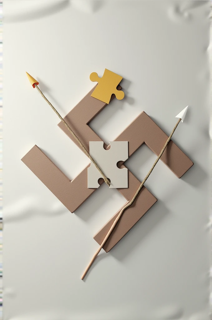 swastika with autistic puzzle symbol White flag pal of brown flag