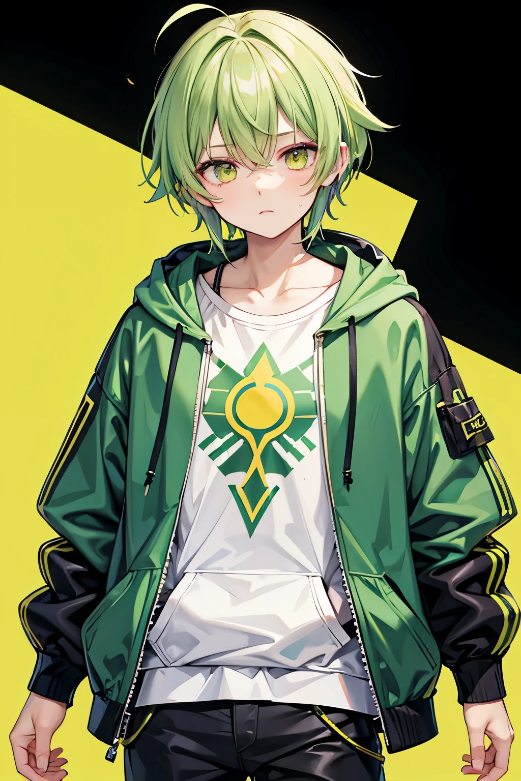 male Hair yellow-green Eye color emerald Hair length: Short cool mens Clothing Hoodie