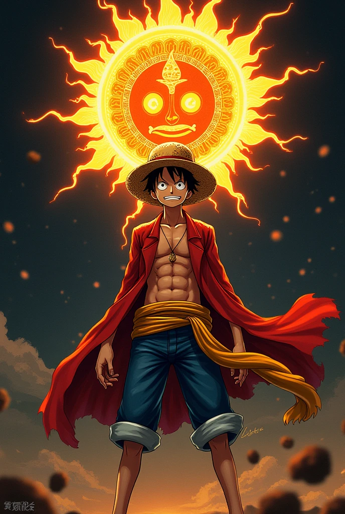 Illustrator luffy god nika flaying siluet