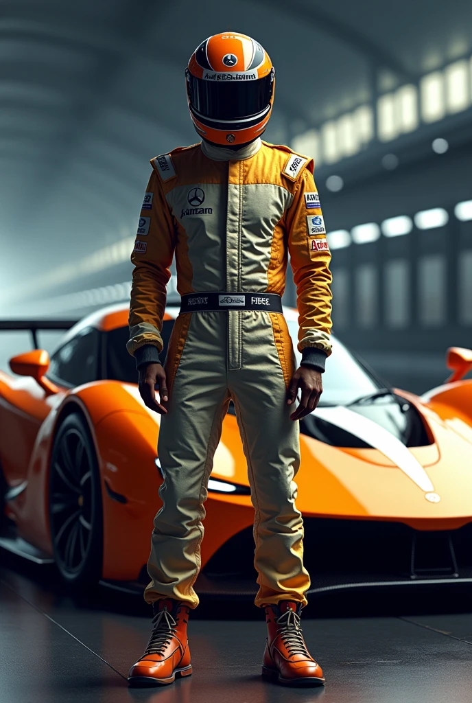 Ayrton Senna formula one driver next to the mclaren senna car