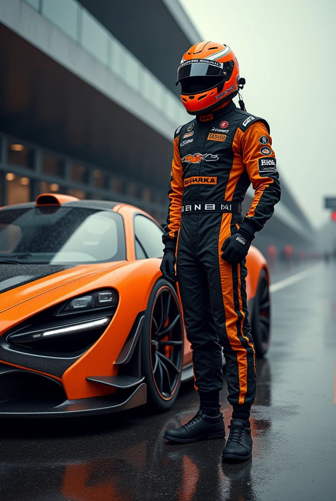 Ayrton Senna formula one driver next to the mclaren senna car